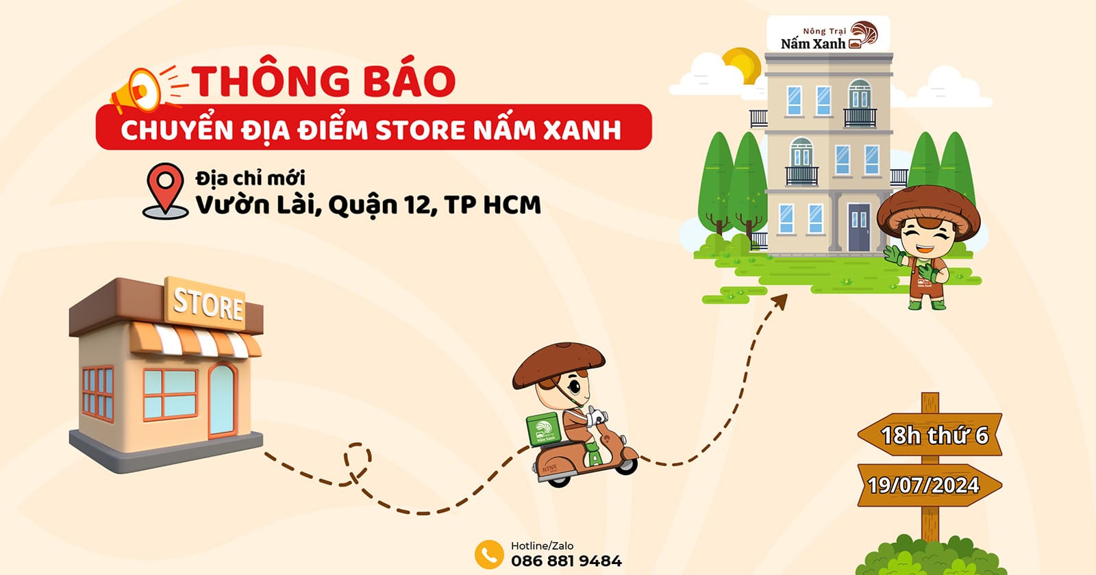 Store Nấm Xanh chuyển địa điểm Gò Vấp đến Quận 12 HCM