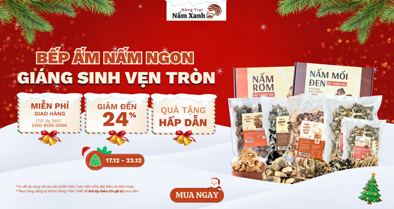 CTKM Giảm 24% Giáng Sinh tại Nông Trại Nấm Xanh