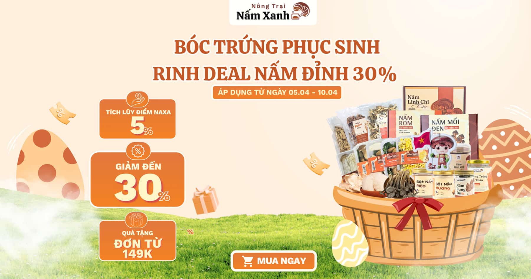 CTKM Lễ Phục Sinh 2026 tại Nông Trại Nấm Xanh